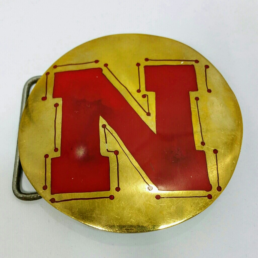 Large N vintage Belt Buckle Retro Nebraska